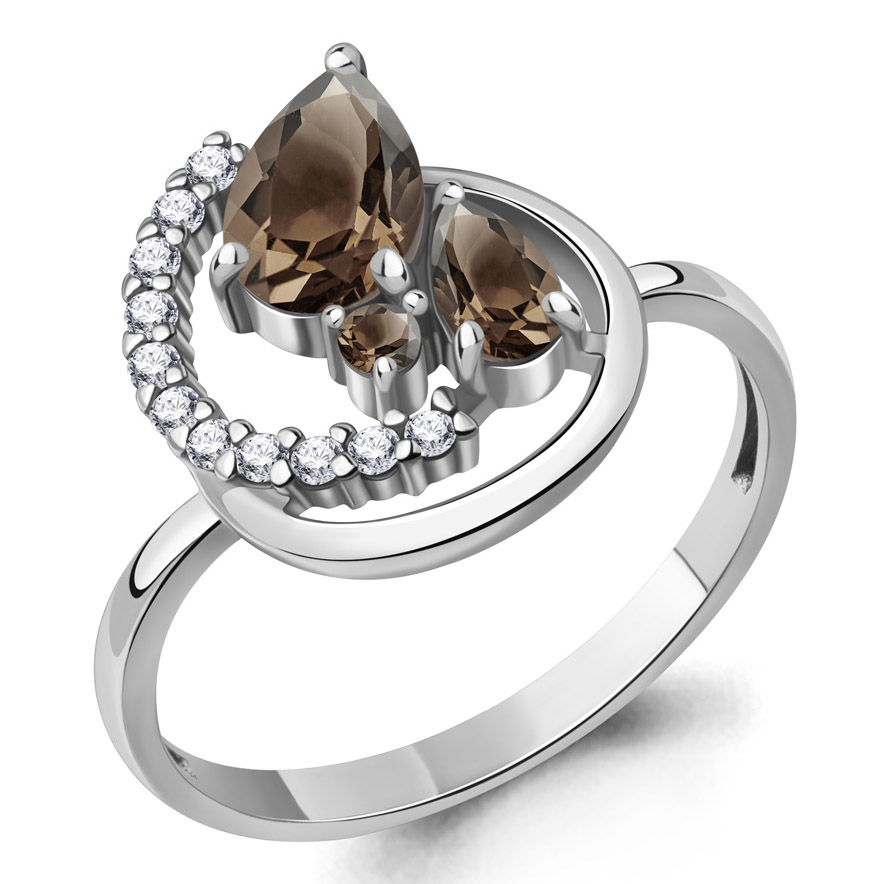 Кольцо, серебро, раухтопаз, 65015601А.5